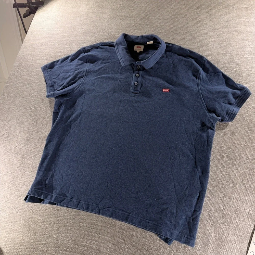 Levi's Polo Shirt Mens XXL Navy‎ Blue Excellent Short Sleeve Pique Red Tab Logo
